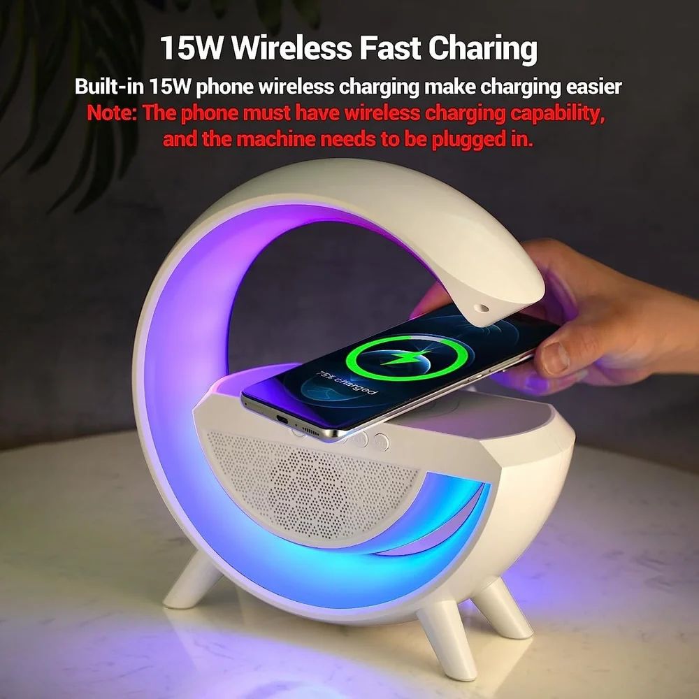 4-in-1 G-Lamp | Wireless Charger, Night Light, Bluetooth Speaker & Alarm Clock