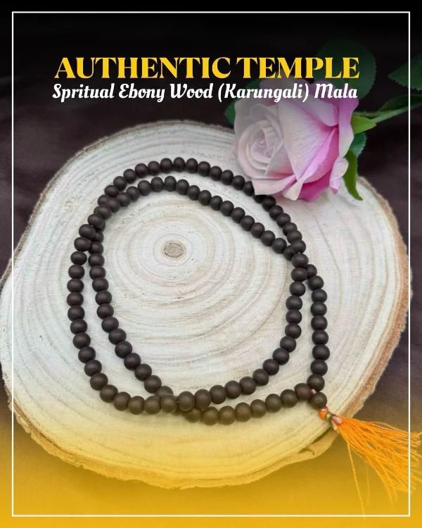 Original Karungali Mala – 108 Ebony Wood Prayer Beads for Meditation & Protection