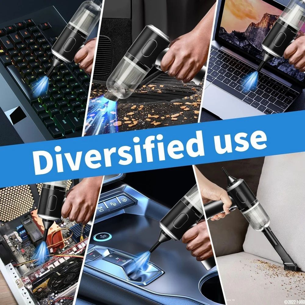 3-in-1 Portable Car Vacuum Cleaner with Inflator & Light – Rechargeable Mini Vacuum for Car & Home