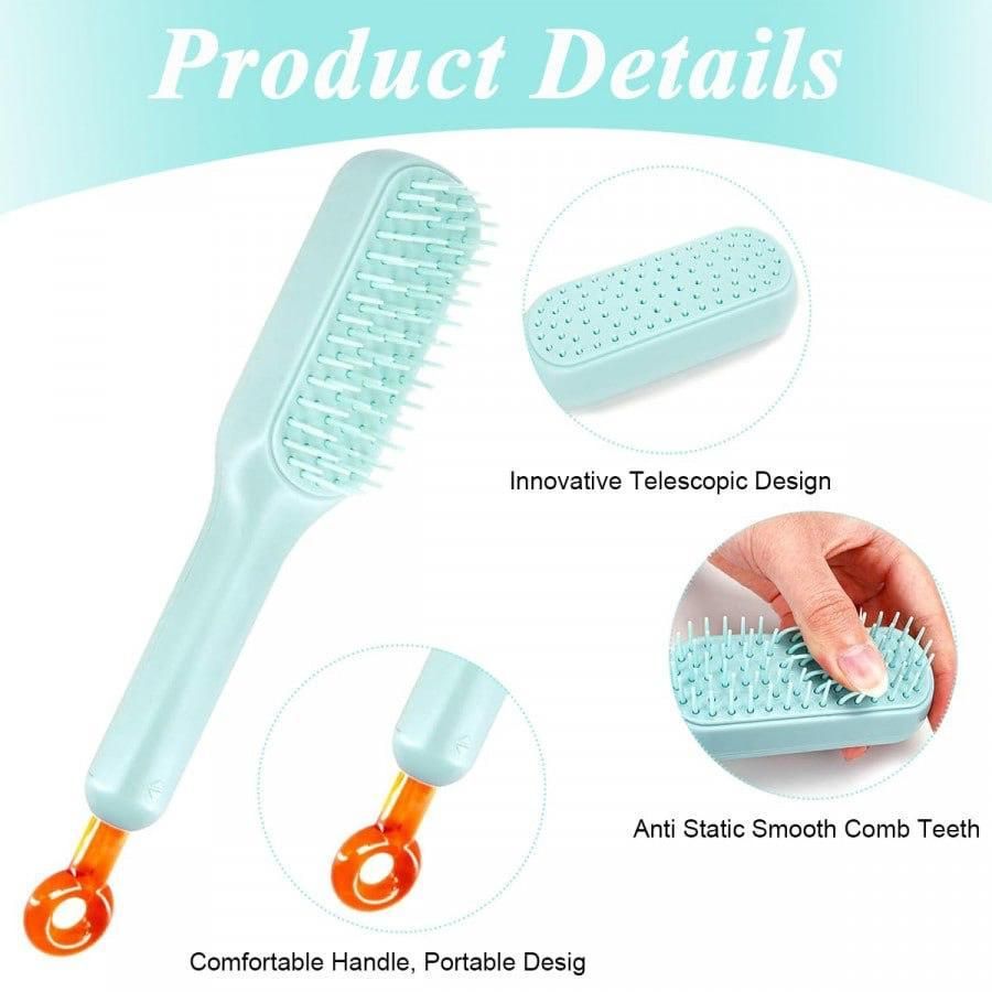Self-Cleaning Hair Comb – One-Pull Clean Anti-Static Massage Detangler
