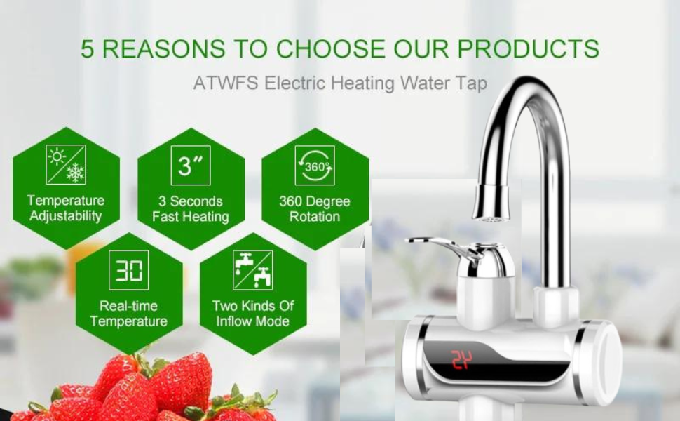 Instant Hot Water Faucet – 3000W Electric Water Heater Tap for Kitchen & Bathroom | Fast, Leakproof, Safe & Smart