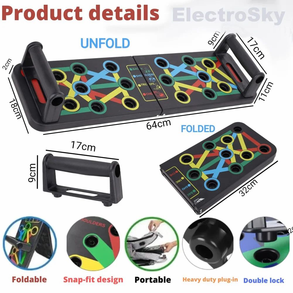 9‑in‑1 Foldable Push‑Up Board | Full Upper‑Body Workout at Home