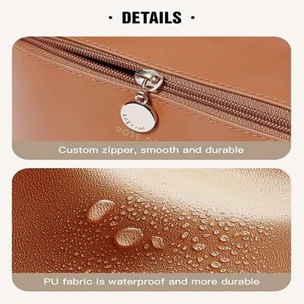 Premium Leather Cosmetic Bag with Side Zipper – Compact, Stylish & Travel-Friendly