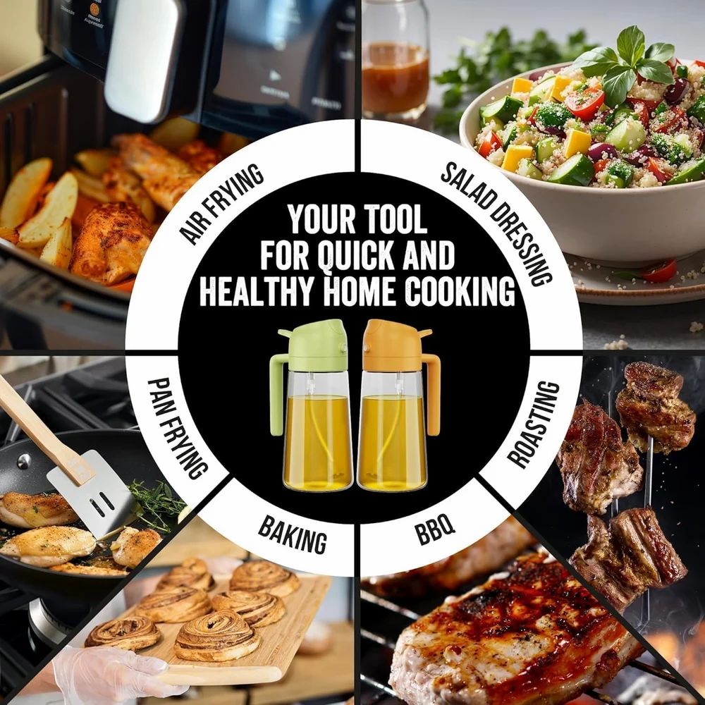 2-in-1 Oil Dispenser & Sprayer Bottle 500 ML – Precision Pour & Mist Control